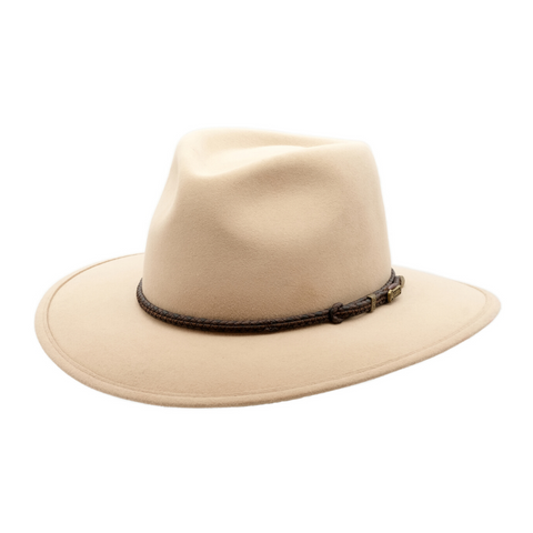 Cream Traveller Hat in Sand by Akubra which Folds Up
