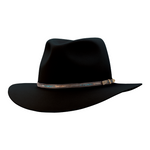 Akubra Leisure Time Black Felt Hat with Feather Band